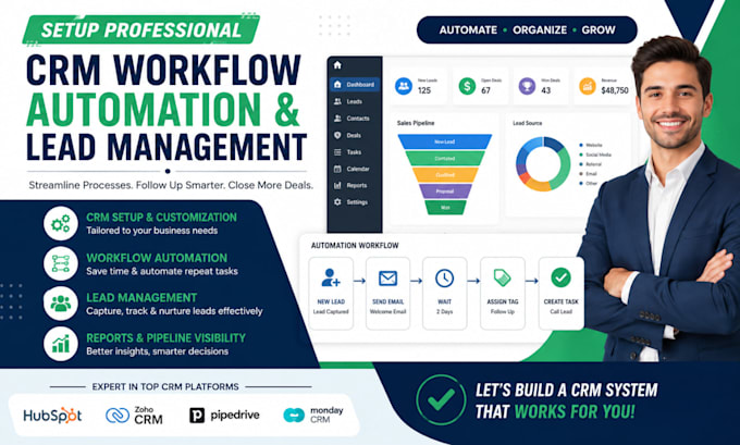 setup CRM workflow automation and lead management