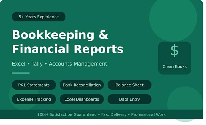 do bookkeeping, p and l, and balance sheet in excel for your small business