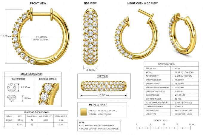 do 2d 3d cad design for pendants, ring and jewelry, 3d model with pro techpack