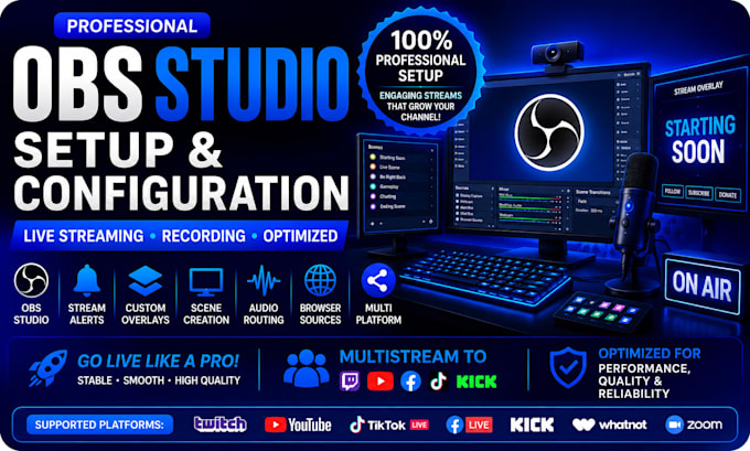 setup configure obs studio for live streaming recording