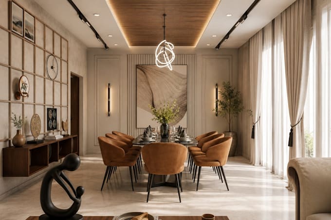 create realistic 3d interior visualization for home, offices