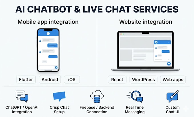 integrate ai powered chatbot and live chat into mobile apps