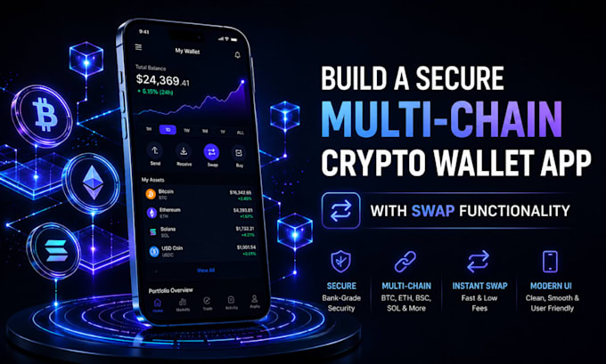 build a secure multi chain crypto wallet app with swap and dapp integration
