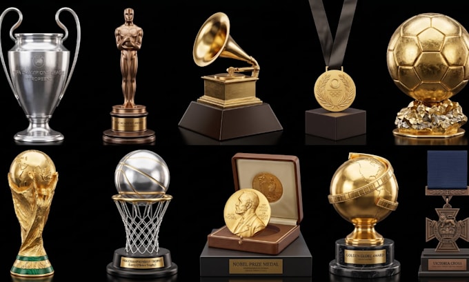 convert 2d to 3d trophy model badges awards medal for rendering and 3d printing