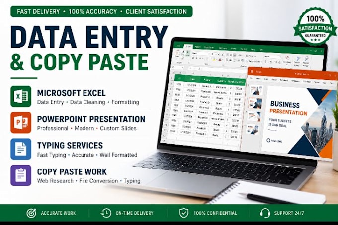 do data entry and create powerpoint presentations