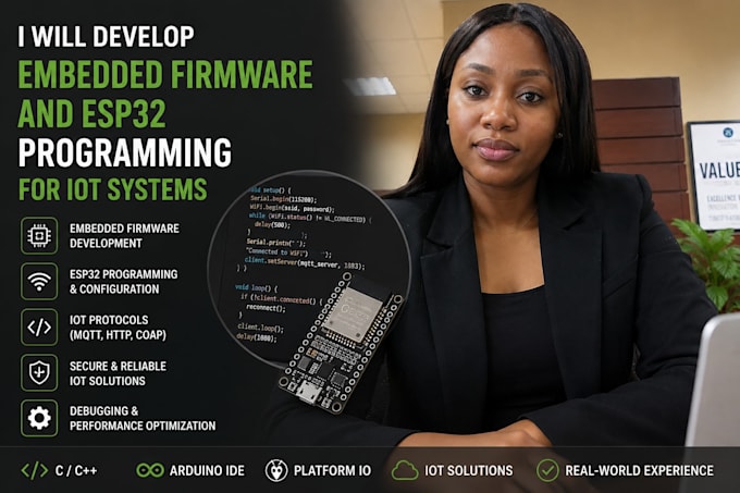 develop embedded firmware and esp32 programming for iot systems