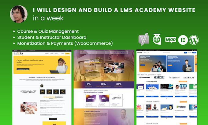 design and build a lms website for online courses in a week
