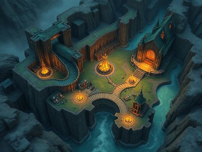 create a jaw dropping fantasy, board game, or dnd map illustration