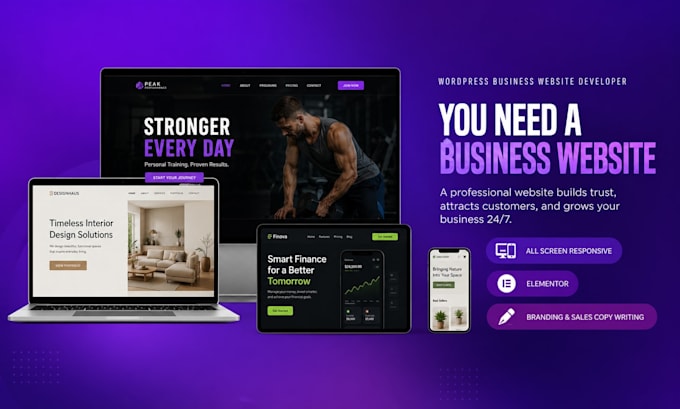 design wordpress website development as wordpress developer for business website