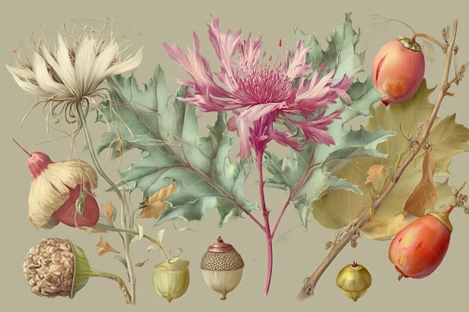 draw botanical watercolor clipart