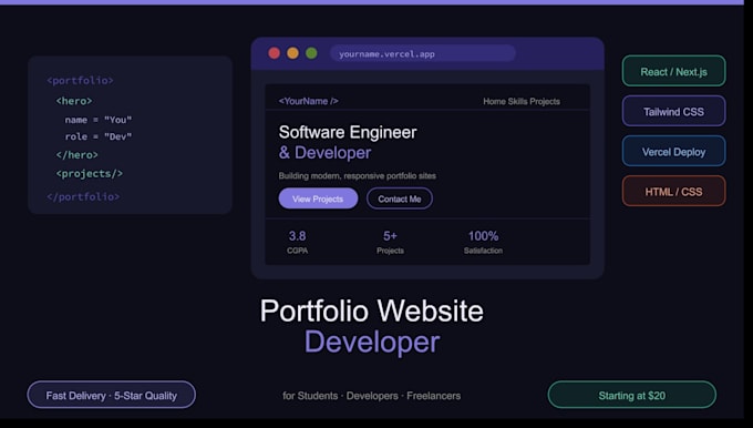 build a professional portfolio website for students and developers