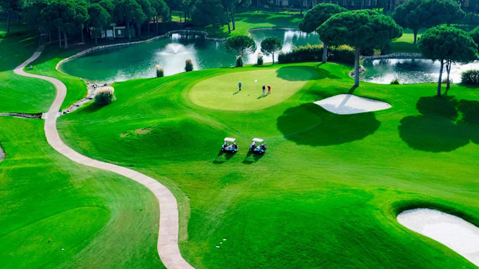 create 3d golf facility, mini golf, park and simulator design realistic render
