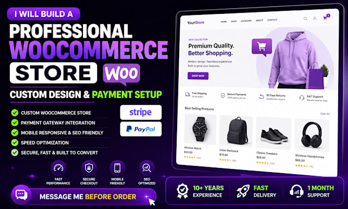 Build a professional woocommerce store with custom design and payment ...