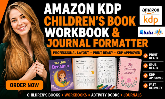 format your childrens book, workbook or journal for amazon KDP publishing