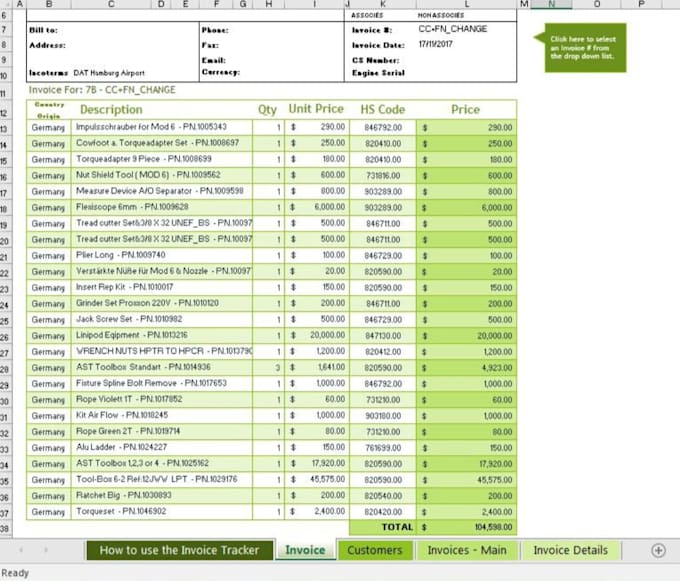 create automated invoice spreadsheet template CSV and invoice tracking dashboard