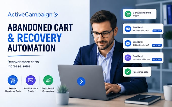 build abandoned cart sequence client recovery automation flow on activecampaign
