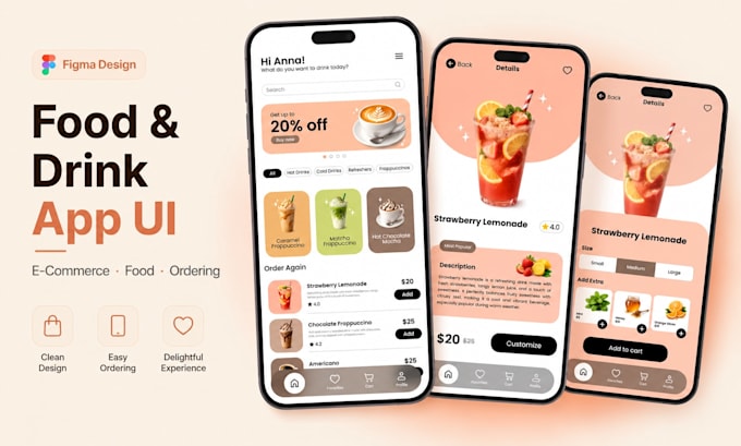design a figma UI for your food ordering or ecommerce mobile app