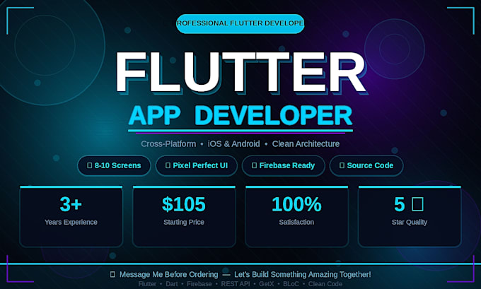 develop a flutter mobile app for ios and android with clean UI