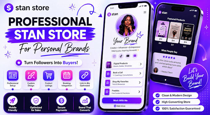 create a professional stan store setup and design for your personal brand