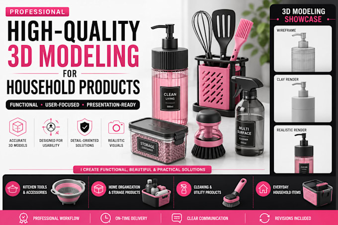 design high quality household products with 3d modeling and manufacturing ready