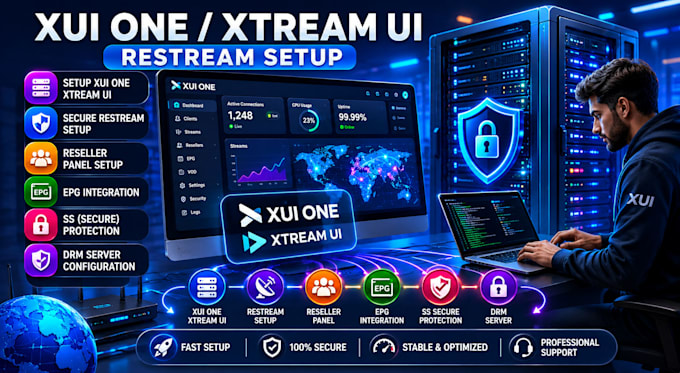 setup xui one sercure xteam ui restream setup reseller panel ss epg drm server