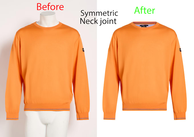 do symmetrical ghost mannequin, dummy remove, cloth retouch