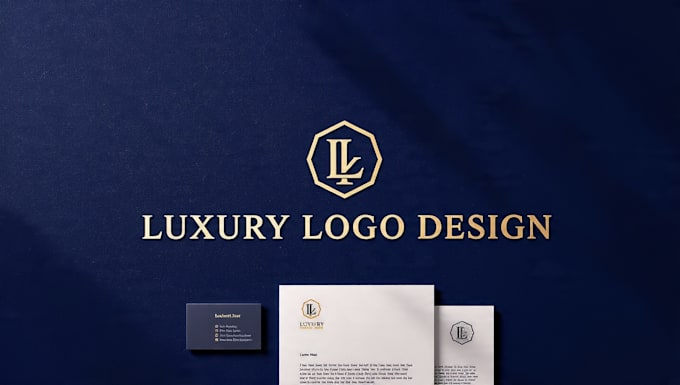 create elegant gold and navy luxury logo design