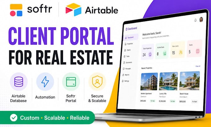 build a softr client portal with airtable automation, airtable database softr