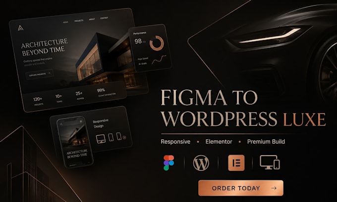 convert figma layout to wordpress, clean elementor website