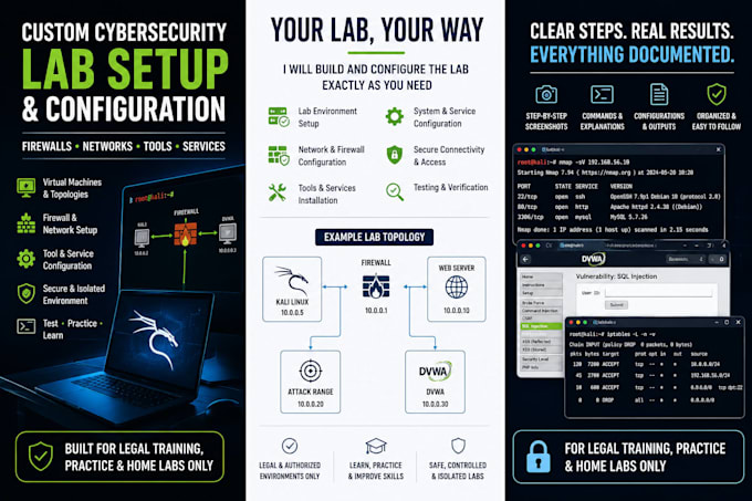 create cybersecurity lab guides with screenshots for training and practice