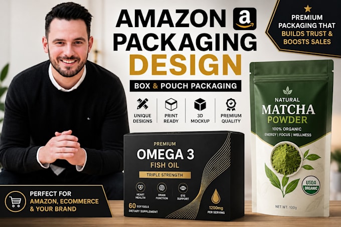 design amazon product packaging and product label design for ecommerce brands