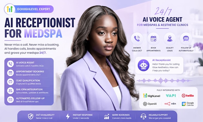 setup gohighlevel ai receptionist for medspa ai voice agent ghl chatbot