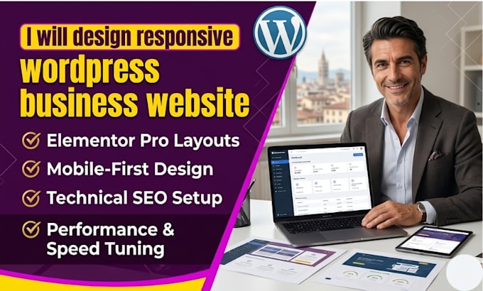design responsive wordpress business website with elementor pro