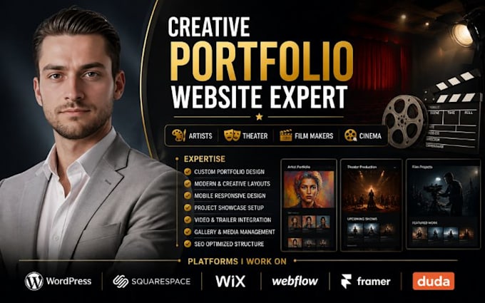 design squarespace actor portfolio website cinema website theater website
