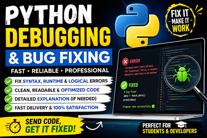 investigate and debug your python code and explain it simply