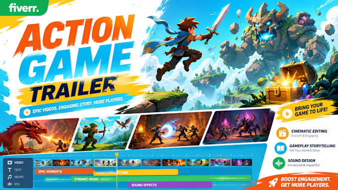create a cinematic game trailer video game steam promotion fiverr loading steam