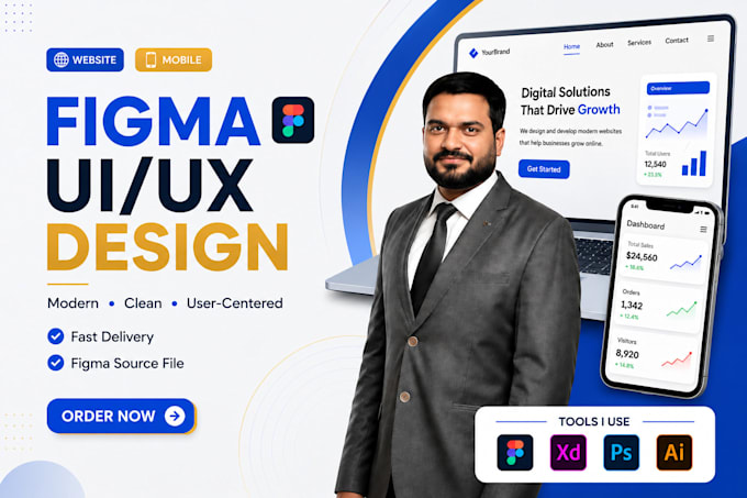 design clean modern UI UX for web apps and mobile apps