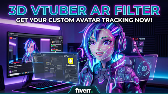 design 3d ar vtuber filter streaming avatar for lens studio