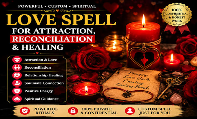 cast a powerful custom love spell for attraction, healing, reconciliation spell