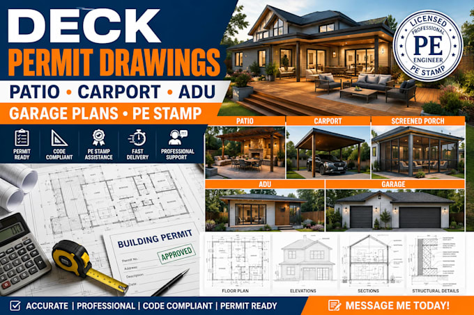Do deck permit drawings patios carpots screened porch decks adu garage ...