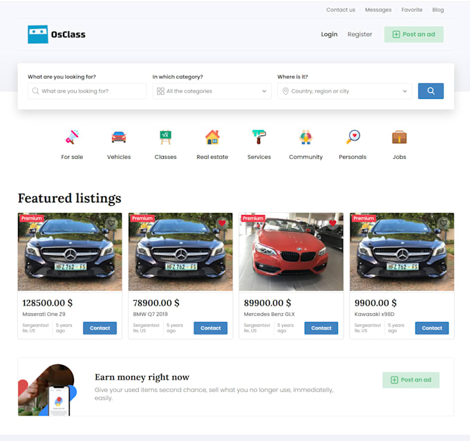 create general classified website
