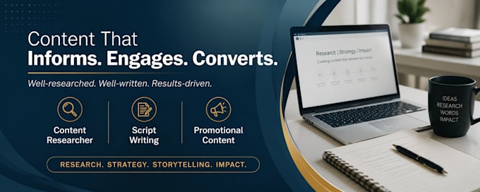content researcher, script writing, promotional content