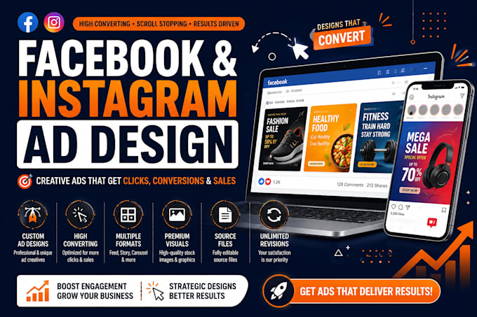 design creative facebook ad, instagram meta ad design and post