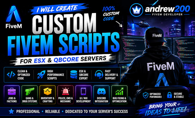 create custom fivem scripts for esx and qbcore servers
