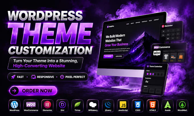 customize wordpress theme or build elementor woocommerce store
