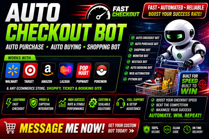 build auto checkout bot auto purchase bot shopping bot pokemon center bot