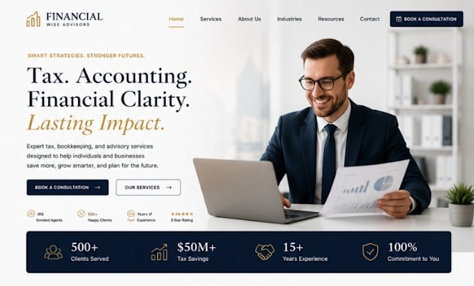 design squarespace tax consultant website bookkeeping website financial advisor