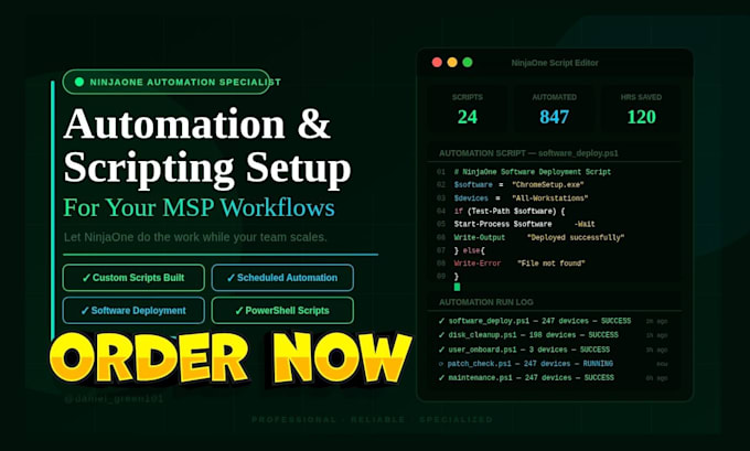 do ninjaone automation and scripting setup and configuration for your msp