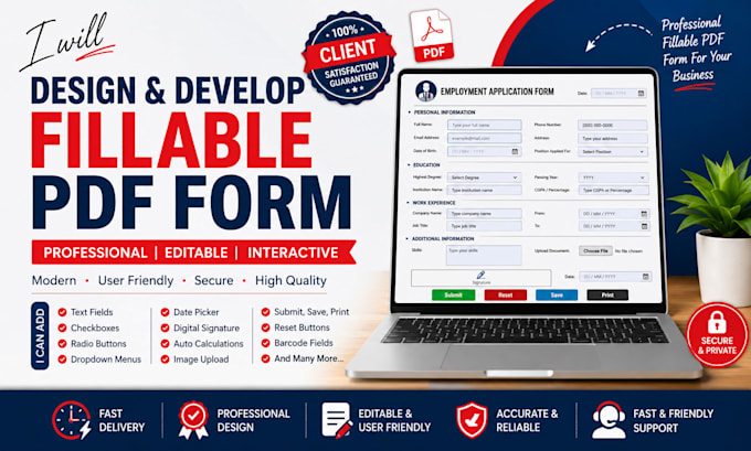 design and create fillable PDF form
