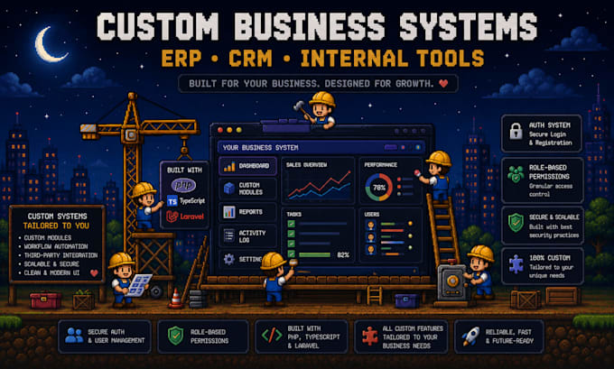 build erp, CRM with PHP or typescript and laravel